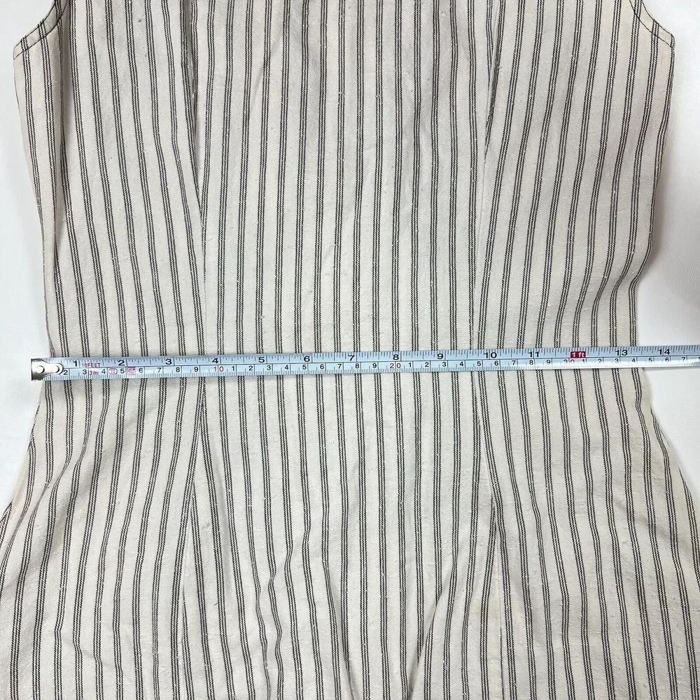 THORNTON HALL Dress VTG 70s New Zealand Button Down Sleeveless Stripe Rare Sz 10